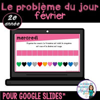 French Digital Math Problem of the Day for Google Classroom™ Grade 2 (February)