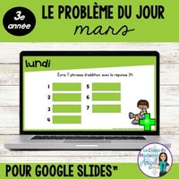 French Digital Math Problem of the Day for Google Classroom™ Grade 3 (March)