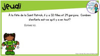 French Digital Math Problem of the Day for Google Classroom™ Grade 3 (March)