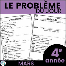 Le problème du jour pour 4e année:  French Math Problem of the Day (mars)