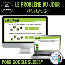 French Digital Math Problem of the Day for Google Classroom™ Grade 4 (March)