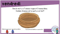 French Digital Math Problem of the Day for Google Classroom™ Grade 1 (April)