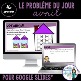 French Digital Math Problem of the Day for Google Classroom™ Grade 4 (April)