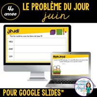 French Digital Math Problem of the Day for Google Classroom™ Grade 4 (June)