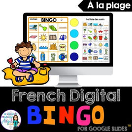 La plage:  French Beach Themed Digital Bingo Game for Google Slides™