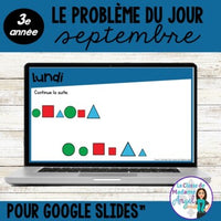 French Digital Math Problem of the Day for Google Classroom™ Grade 3 (September)