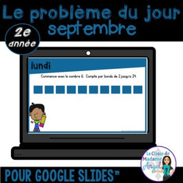 French Digital Math Problem of the Day for Google Classroom™ Grade 2 (September)