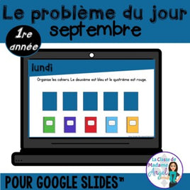 French Digital Math Problem of the Day for Google Classroom™ Grade 1 (September)