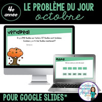 French Digital Math Problem of the Day for Google Classroom™ Grade 4 (October)