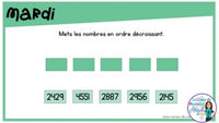 French Digital Math Problem of the Day for Google Classroom™ Grade 4 (October)