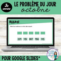 French Digital Math Problem of the Day for Google Classroom™ Grade 3 (October)