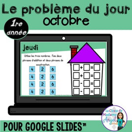 French Digital Math Problem of the Day for Google Classroom™ Grade 1 (October)