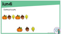 French Digital Math Problem of the Day for Google Classroom™ Grade 1 (October)