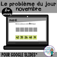 French Digital Math Problem of the Day for Google Classroom™ Grade 1 (November)