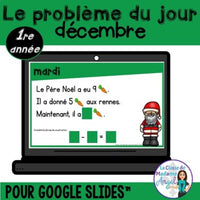 French Digital Math Problem of the Day for Google Classroom™ Grade 1 (December)