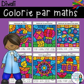 Diwali:  French Diwali Colour by Code Math Activities