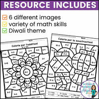 Diwali:  French Diwali Colour by Code Math Activities