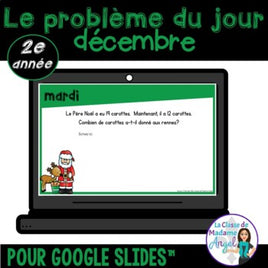 French Digital Math Problem of the Day for Google Classroom™ Grade 2 (December)