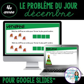 French Digital Math Problem of the Day for Google Classroom™ Grade 4 (December)