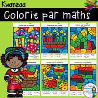 Kwanzaa:  French Kwanzaa Color by Code Math Activities