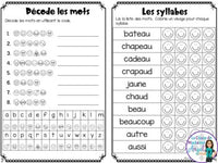 French Phonics Activities: Mon cahier des sons partie 2 {sons composés au/eau}