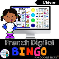 L'hiver:  French Winter Themed Digital Bingo Game for Google Slides™