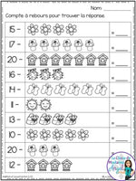 Addition et soustraction à 20: French Addition and Subtraction to 20 (printemps)