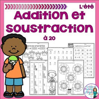 Addition et soustraction à 20: French Addition and Subtraction to 20 (l'été)