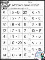 Addition et soustraction à 20: French Addition and Subtraction to 20 (l'été)