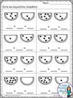 Addition et soustraction à 10: French Addition and Subtraction to 10 (l'été)