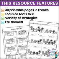 Addition et soustraction à 10: French Addition and Subtraction to 10 (l'automne)