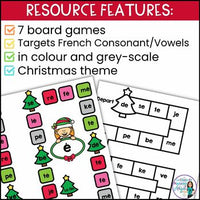 Noël | French Christmas Phonics Board Games | French Vowel Sounds