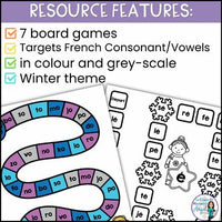 L'hiver | French Winter Phonics Board Games | French Vowel Sounds