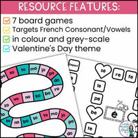 La Saint-Valentin | French Phonics Board Games | French Vowel Sounds