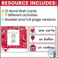 La Saint-Valentin | French Valentine's Day Activity Booklet and Word Wall Cards